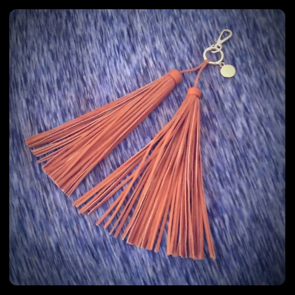 Boho long tassel cowgirl brown gold bag clip